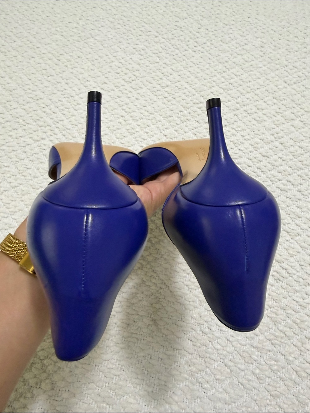 Salvatore Ferragamo Blue Leather Rietta Bow D'orsay Pointed Toe Women’s Size 10 - Picture 9 of 16